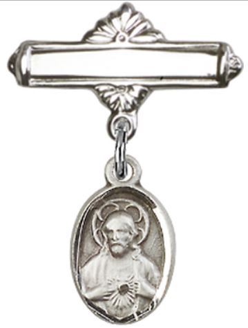 Baby Pin with Scapular Charm, Sterling Silver, # 66939