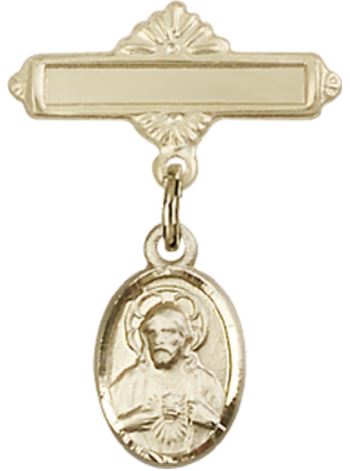 Baby Pin with Scapular Charm, 14kt Gold Filled, # 66940