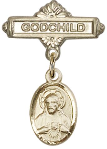 Godchild Baby Pin with Scapular Charm, 14kt Gold Filled, # 66949