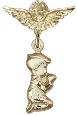 Small Angel Pin with Baby Boy Charm, 14kt Gold Filled, # 66955