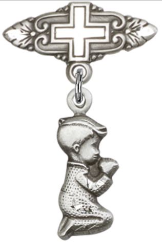 Baby Pin with Baby Boy Charm, Sterling Silver, # 66963