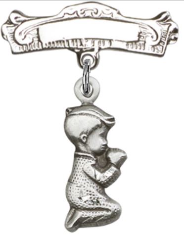 Baby Pin with Baby Boy Charm, Sterling Silver, # 66966