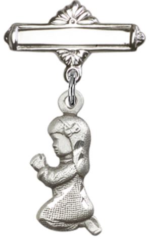 Baby Pin with Baby Girl Charm, Sterling Silver, # 66982
