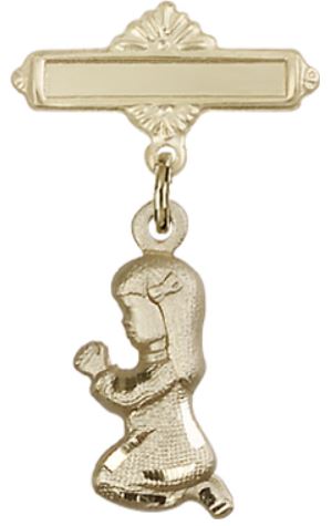 Baby Pin with Baby Girl Charm, Solid 14kt Gold, # 66984