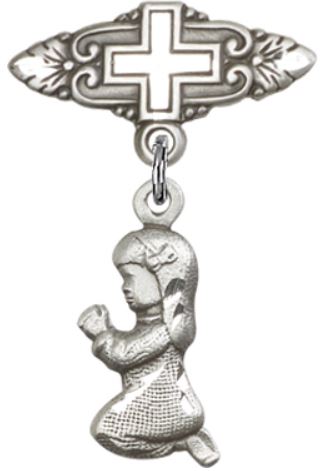 Baby Pin with Baby Girl Charm, Sterling Silver, # 66985