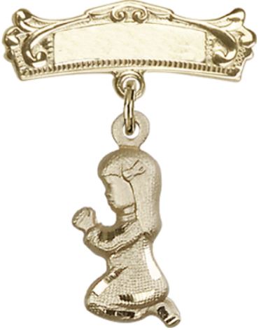 Baby Pin with Baby Girl Charm, 14kt Gold Filled, # 66989