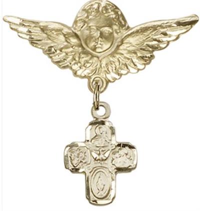 Large Angel Pin with 4-Way Charm, 14kt Gold Filled, # 67022