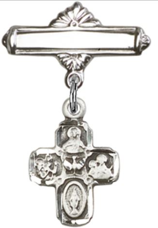 Baby Pin with 4-Way Charm, Sterling Silver, # 67024