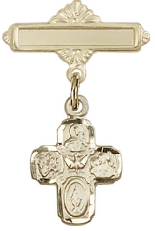 Baby Pin with 4-Way Charm, 14kt Gold Filled, # 67025