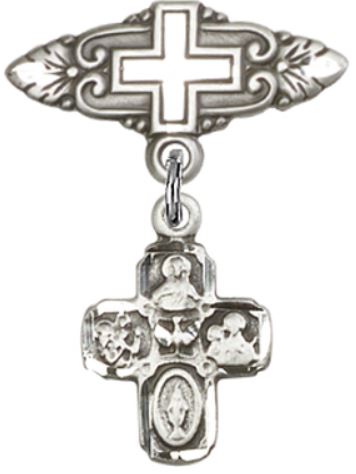 Baby Pin with 4-Way Charm, Sterling Silver, # 67027