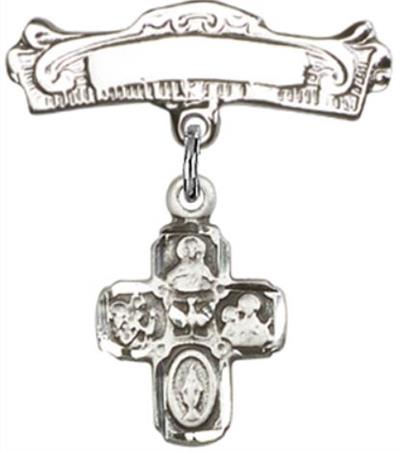 Baby Pin with 4-Way Charm, Sterling Silver, # 67030