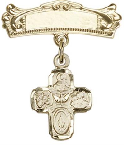 Baby Pin with 4-Way Charm, 14kt Gold Filled, # 67031