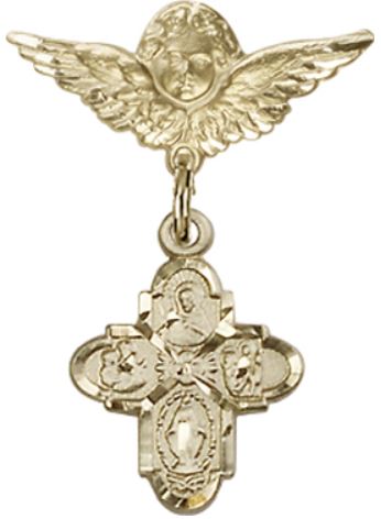 Small Angel Pin with 4-Way Charm, 14kt Gold Filled, # 67040