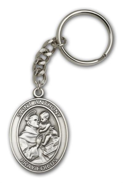 Keychain, St. Anthony, Silver Oxide Finished Pewter, 1-3/8" Medal, #98850
