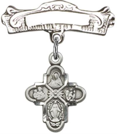 Baby Pin with 4-Way Charm, Sterling Silver, # 67051