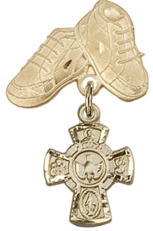 Baby Boots Pin with 4-Way Charm, 14kt Gold Filled, # 67058