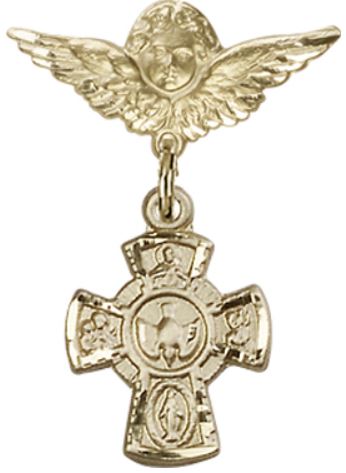 Small Angel Pin with 4-Way Charm, 14kt Gold Filled, # 67061