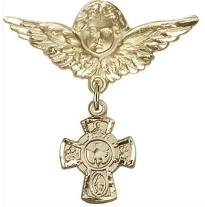 Large Angel Pin with 4-Way Charm, 14kt Gold Filled, # 67064