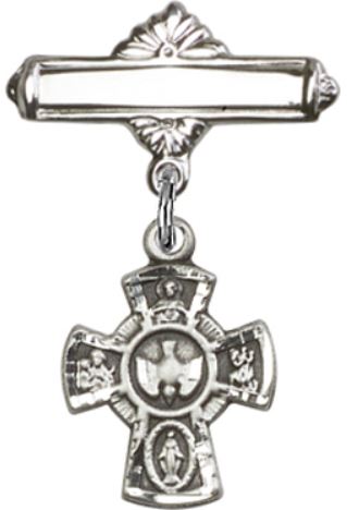 Baby Pin with 4-Way Charm, Sterling Silver, # 67066