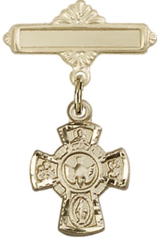 Baby Pin with 4-Way Charm, 14kt Gold Filled, # 67067