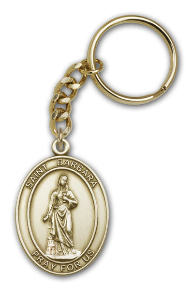 Keychain, St. Barbara, Bronze Oxide Finished Pewter, 1-3/8" Medal, #98856