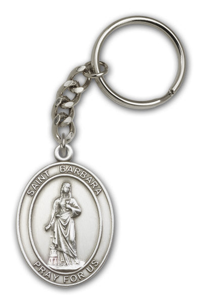 Keychain, St. Barbara, Silver Oxide Finished Pewter, 1-3/8" Medal, #98851