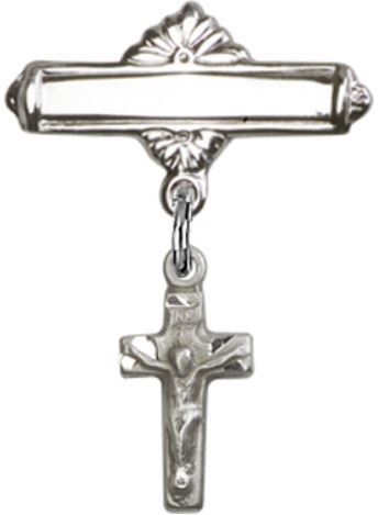 Baby Pin with Crucifix Charm, Sterling Silver, # 67087