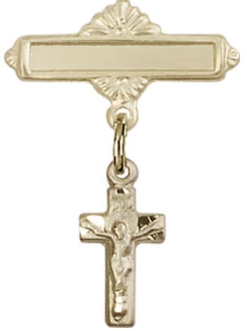 Baby Pin with Crucifix Charm, 14kt Gold Filled, # 67088