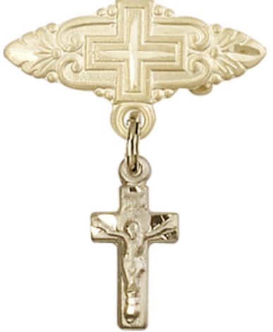 Baby Pin with Crucifix Charm, 14kt Gold Filled, # 67091