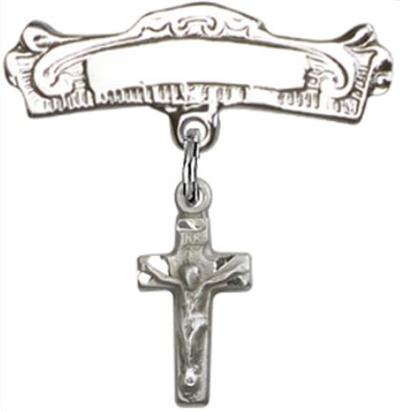 Baby Pin with Crucifix Charm, Sterling Silver, # 67093