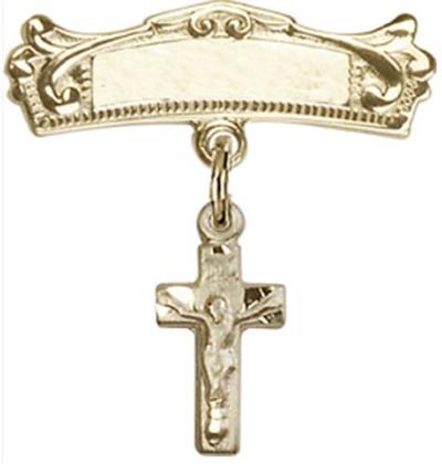 Baby Pin with Crucifix Charm, 14kt Gold Filled, # 67094