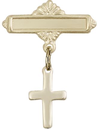 Baby Pin with Cross Charm, 14kt Gold Filled, # 67109