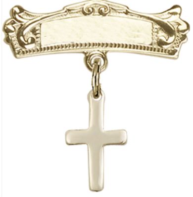 Baby Pin with Cross Charm, 14kt Gold Filled, # 67115