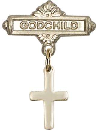 Godchild Baby Pin with Cross Charm, 14kt Gold Filled, # 67118