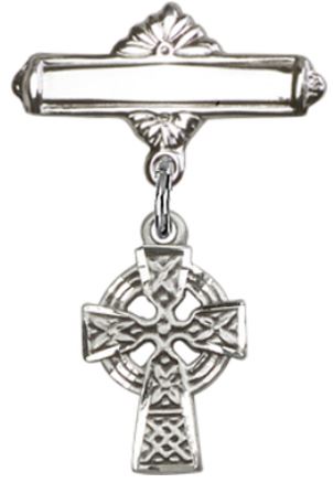 Baby Pin with Celtic Cross Charm, Sterling Silver, # 67129