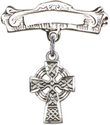 Baby Pin with Celtic Cross Charm, Sterling Silver, # 67135