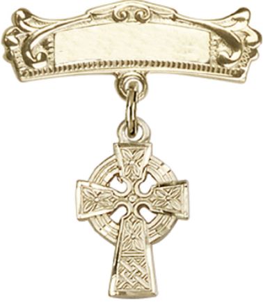 Baby Pin with Celtic Cross Charm, 14kt Gold Filled, # 67136