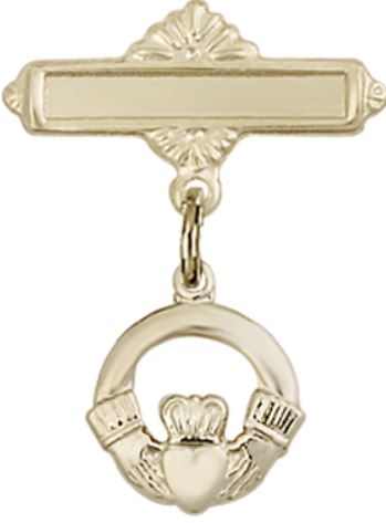 Baby Pin with Claddagh Charm, Solid 14kt Gold, # 67152