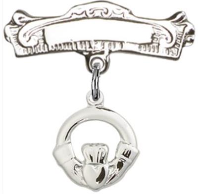 Baby Pin with Claddagh Charm, Sterling Silver, # 67156
