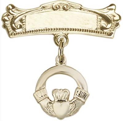 Baby Pin with Claddagh Charm, 14kt Gold Filled, # 67157