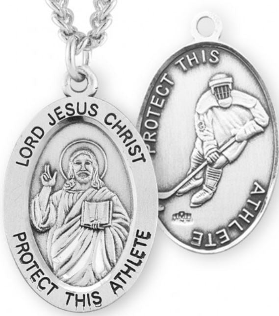 Christ / Hockey Medal, 15/16" Oval, Your Choice of Chain, # 6719