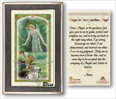Guardian Angel Medal with Prayer Card, gift boxed, Sterling Silver, # 67204