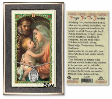 Holy Family Medal with Prayer Card, gift boxed, Sterling Silver, # 67205
