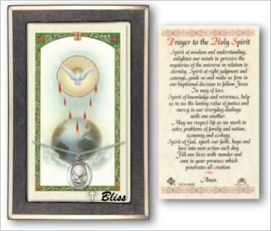 Holy Spirit Medal with Prayer Card, gift boxed, Sterling Silver, # 67206