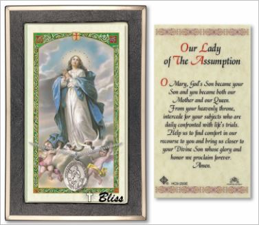 O.L. Assumption Medal with Prayer Card, gift boxed, Sterling Silver, # 67213
