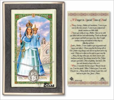 Our Lady of Consolation Medal with Prayer Card, gift boxed, Sterling Silver, # 67214