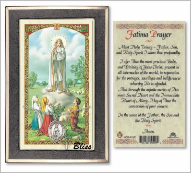 Our Lady of Fatima Medal with Prayer Card, gift boxed, Sterling Silver, # 67217