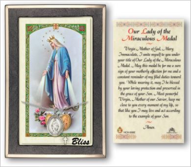 Our Lady of the Miraculous Medal with Prayer Card, gift boxed, Sterling Silver, # 67218