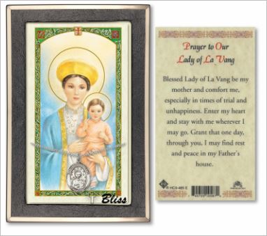 Our Lady of La Vang Medal with Prayer Card, gift boxed, Sterling Silver, # 67220