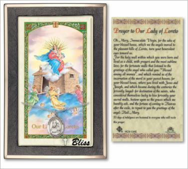 Our Lady of Loretto Medal with Prayer Card, gift boxed, Sterling Silver, # 67221